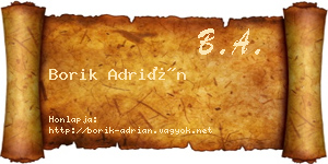 Borik Adrián névjegykártya